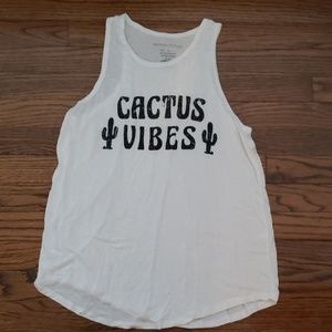 Light weight cotton white graphic tank